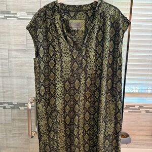Anthropologie Black and  green  Sheath Dress